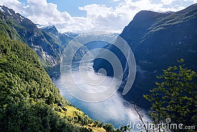 Geirangerfjord fjord and the Seven Sisters waterfall, Norway Stock Photo