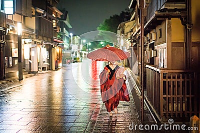 Geisha at night Editorial Stock Photo