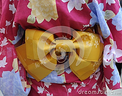 Geisha in pink kimono Stock Photo