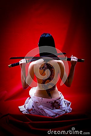 Geisha With Tattoo Stock Photo - Image: 6936220