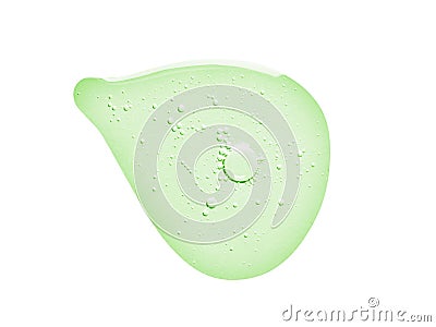 Gel or serum texture. Clear green cosmetic liquid swatch isolated on white background Stock Photo