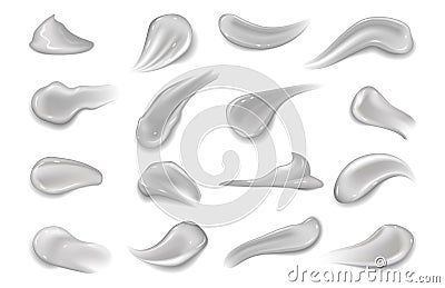 Gel smears. Realistic cosmetic texture hygienic cream for makeup. Vector illustration healthy creamy toothpaste blobs or Vector Illustration