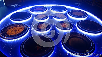 Gel vibrations on acoustic membranes Stock Photo