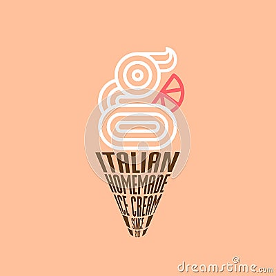 Gelateria Logo. Italian Ice Cream Emblem. G monogram like Ice cream. Vector Illustration