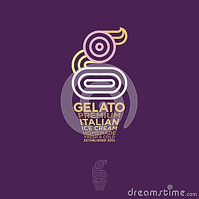 Gelateria Logo. Italian Ice Cream Emblem. G monogram like Ice cream. Vector Illustration