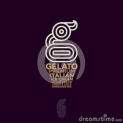 Gelateria Logo. Italian Ice Cream Emblem. G monogram like Ice cream. Vector Illustration