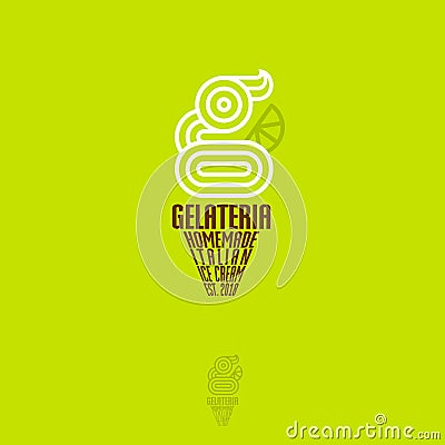 Gelateria Logo. Italian Ice Cream Emblem. G monogram like Ice cream. Typography composition. Vector Illustration