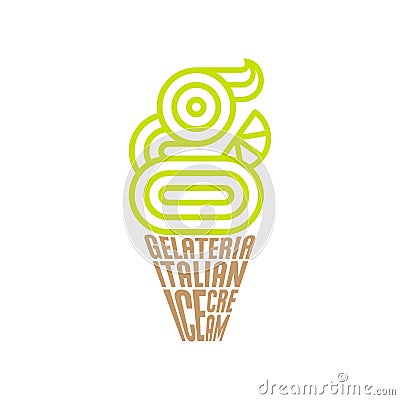 Gelateria Logo. Italian Ice Cream Emblem. G monogram like Ice cream. Typography composition. Vector Illustration