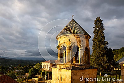 Gelati Monastery belfry bell tower, medieval monastic complex near Kutaisi, Georgia Editorial Stock Photo