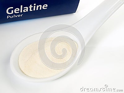 Gelatine Powder Spoon - Healthy Nutrition Stock Photo