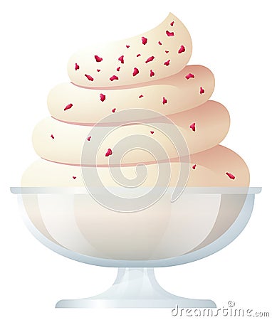 Gelato in glass. Sweet soft ice cream dessert Vector Illustration
