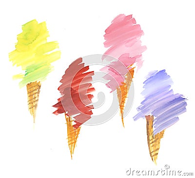 Gelato ice-cream hand drawn illustration. Cartoon Illustration