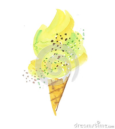 Gelato ice-cream hand drawn illustration. Cartoon Illustration