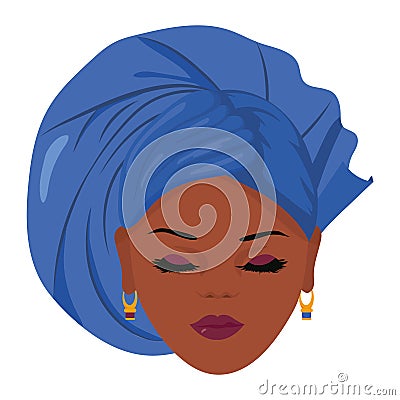 gele blue turban yoruba culture Vector Illustration