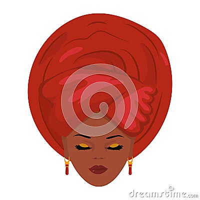 gele red turban yoruba culture Vector Illustration