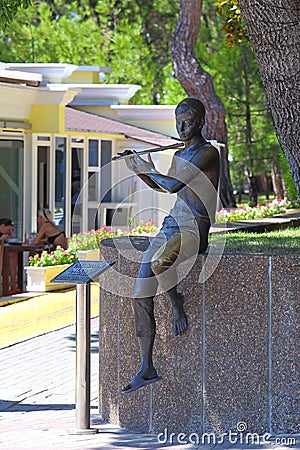 Sculpture of a musician on the waterfront resort Gelendzhik Krasnodar region in Russia Editorial Stock Photo