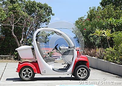 GEM E2 electrical car at St Barths. Editorial Stock Photo