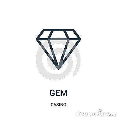 gem icon vector from casino collection. Thin line gem outline icon vector illustration Vector Illustration