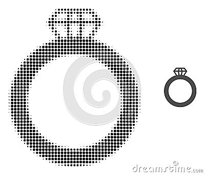 Gem Ring Halftone Dot Icon Vector Illustration