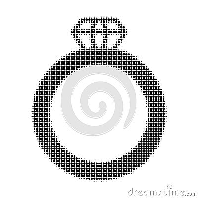 Gem Ring Halftone Dotted Icon Vector Illustration