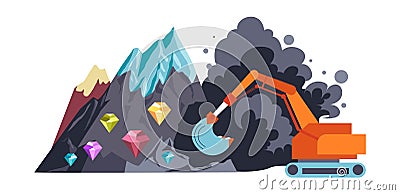 Gem stones and jewel mining, natural resources Vector Illustration