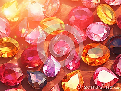 gem stones pattern with red flare light Stock Photo