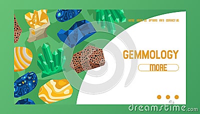 Gem vector web page crystalline stone precious crystal gemstone for jewellery illustration backdrop of jewel gem mineral Vector Illustration