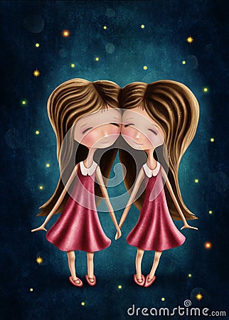 Gemini astrological sign girls Stock Photo