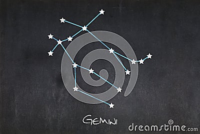 Gemini constellation drawn on a blackboard Stock Photo