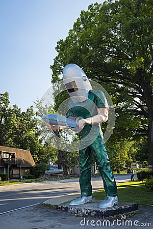 The Gemini Giant statue in the US Route 66 in Wilmington, Illinois Editorial Stock Photo