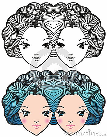 Gemini - Sign Of The Zodiac Vector Illustration