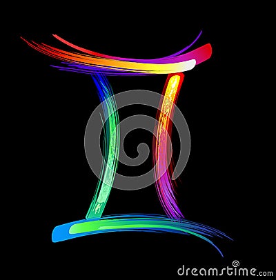 Gemini zodiac sign luminescent paint Vector Illustration