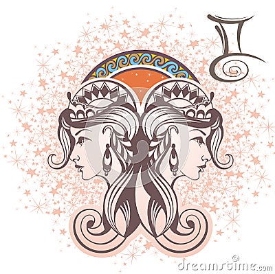 Gemini. Zodiac sign Vector Illustration