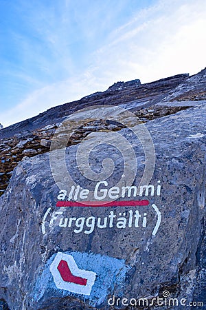 Hiking on the Gemmipass, Switzerland/Leukerbad Editorial Stock Photo