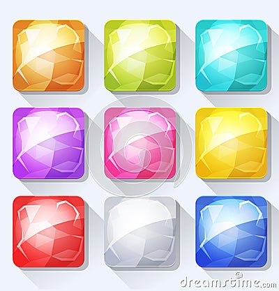 Gems And Jewel Icons And Buttons Set For Mobile App And Game Ui Vector Illustration
