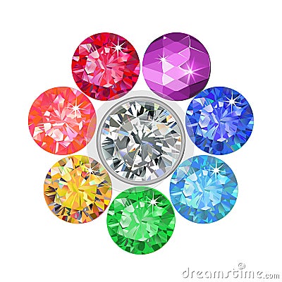 Gemstone brooch Vector Illustration