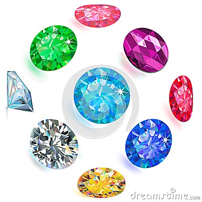 Gemstone jewelry set Vector Illustration