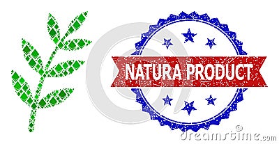 Gemstone Mosaic Flora Plant Icon and Scratched Bicolor Natura Product Watermark Vector Illustration