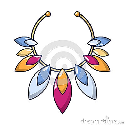 Gemstone necklace icon, cartoon style Vector Illustration
