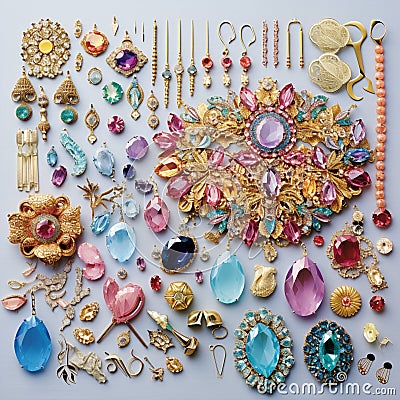 Gemstone Treasures: Crafting Jewelry Paradise Stock Photo