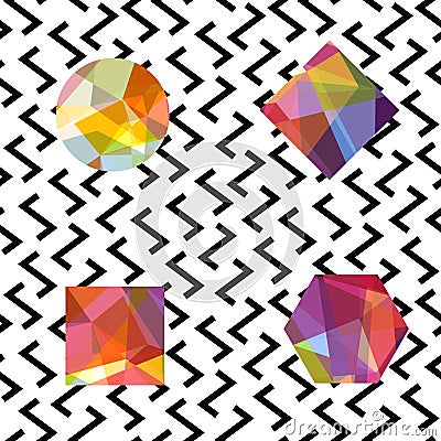 Gemstones abstract seamless pattern. Colorful jewels on white Vector Illustration