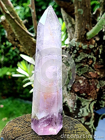 Amethist Amethyst Crystal Cluster Gemstone Gems obelisk point Stock Photo