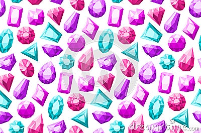 Gemstones Seamless Pattern Vector Illustration