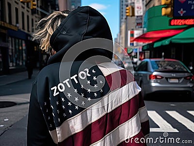 Gen Z hoodie promoting morals stop hate do be Stock Photo