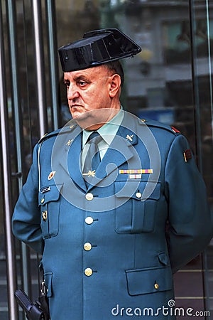 Gendarme Police Minstry of Justice Puerta del Sol Gateway of the Editorial Stock Photo