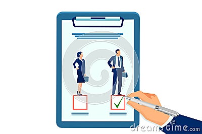 Vector of an employer making a choice in favor of a male candidate Vector Illustration