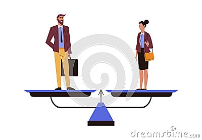 Gender equality and equal rights of men and women, vector illustration isolated. Vector Illustration