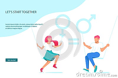 Gender equality Landing web page template Stock Photo