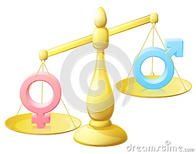Gender equality scales concept Vector Illustration
