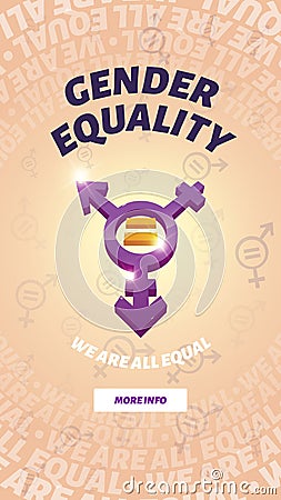 Gender equality, symbol of male and female equal Cartoon Illustration